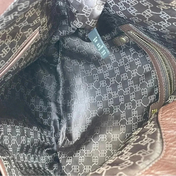 Banana Republic Genuine Leather Hobo Shoulder Tote Brown Y2K - Picture 5 of 7